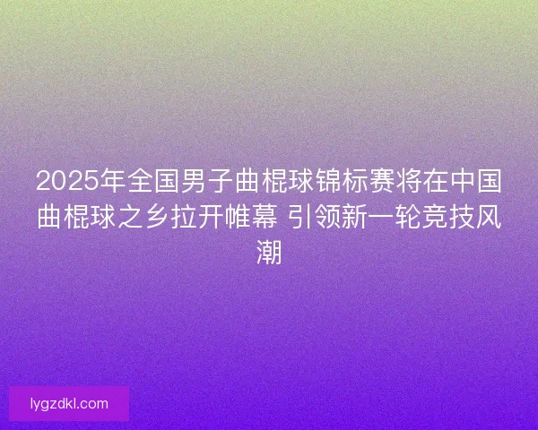 2025年全国男子曲棍球锦标赛将在中国曲棍球之乡拉开帷幕 引领新一轮竞技风潮