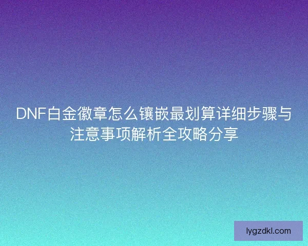 DNF白金徽章怎么镶嵌最划算详细步骤与注意事项解析全攻略分享